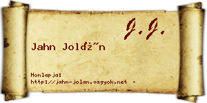 Jahn Jolán névjegykártya