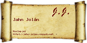 Jahn Jolán névjegykártya
