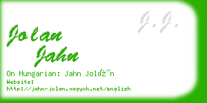 jolan jahn business card